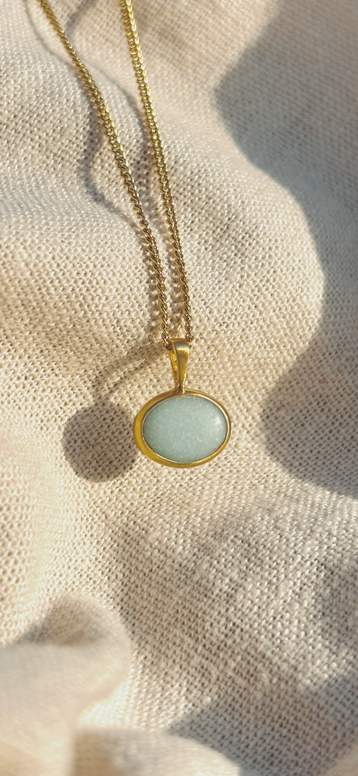 HANA AMAZONIT OVAL 10mm Halskette | Necklace Gold