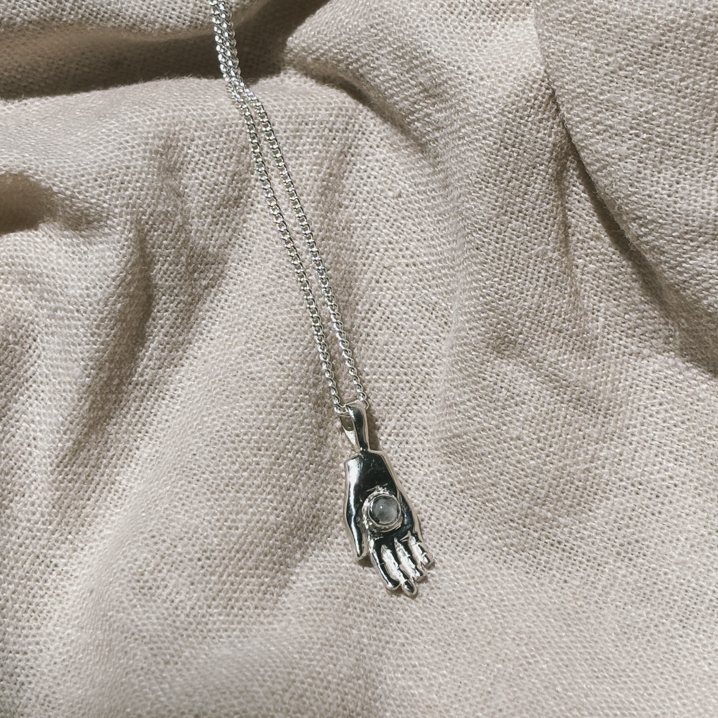 HAMSA HAND Mondstein Halskette | Necklace Silver