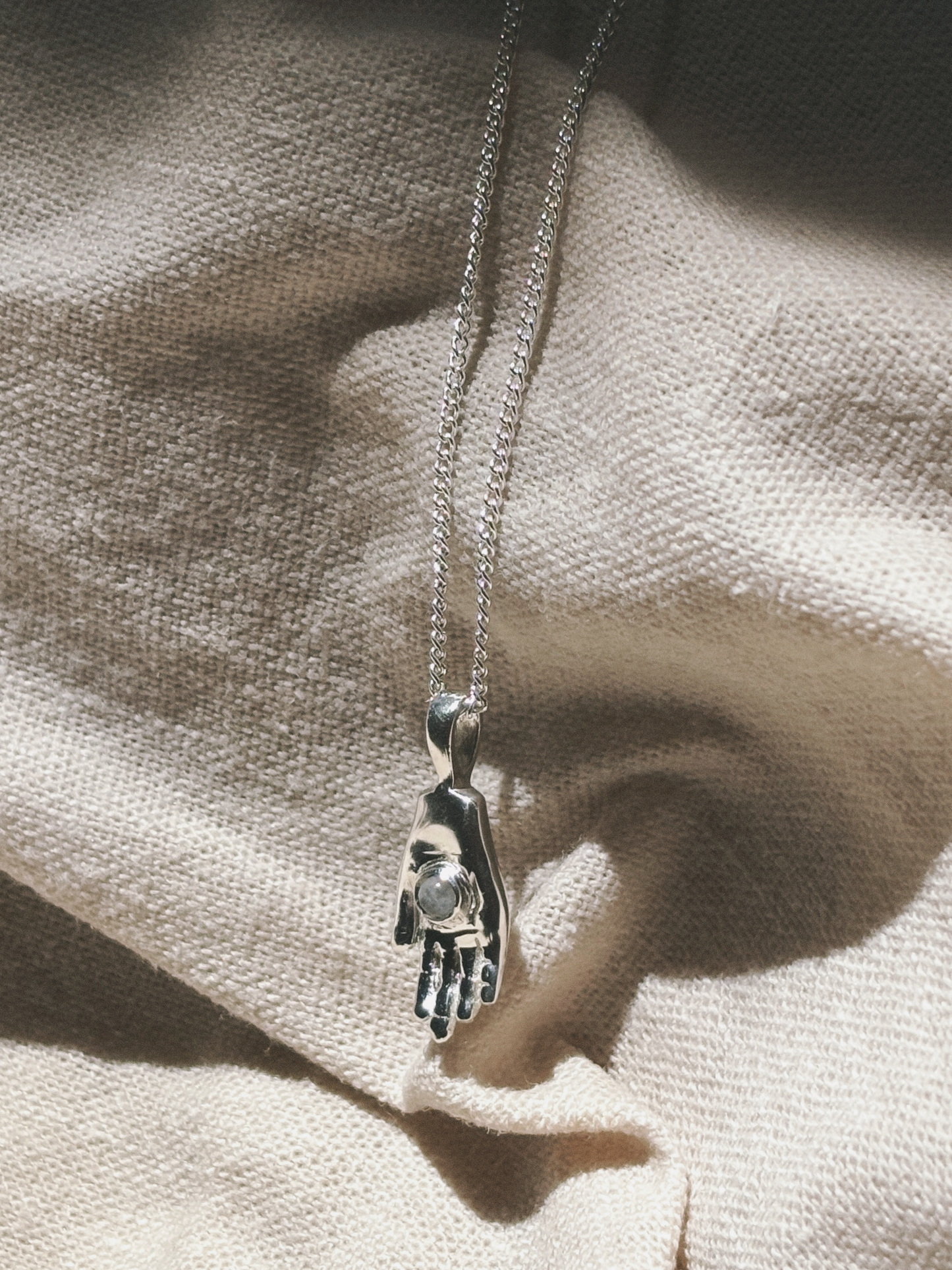 HAMSA HAND Mondstein Halskette | Necklace Silver