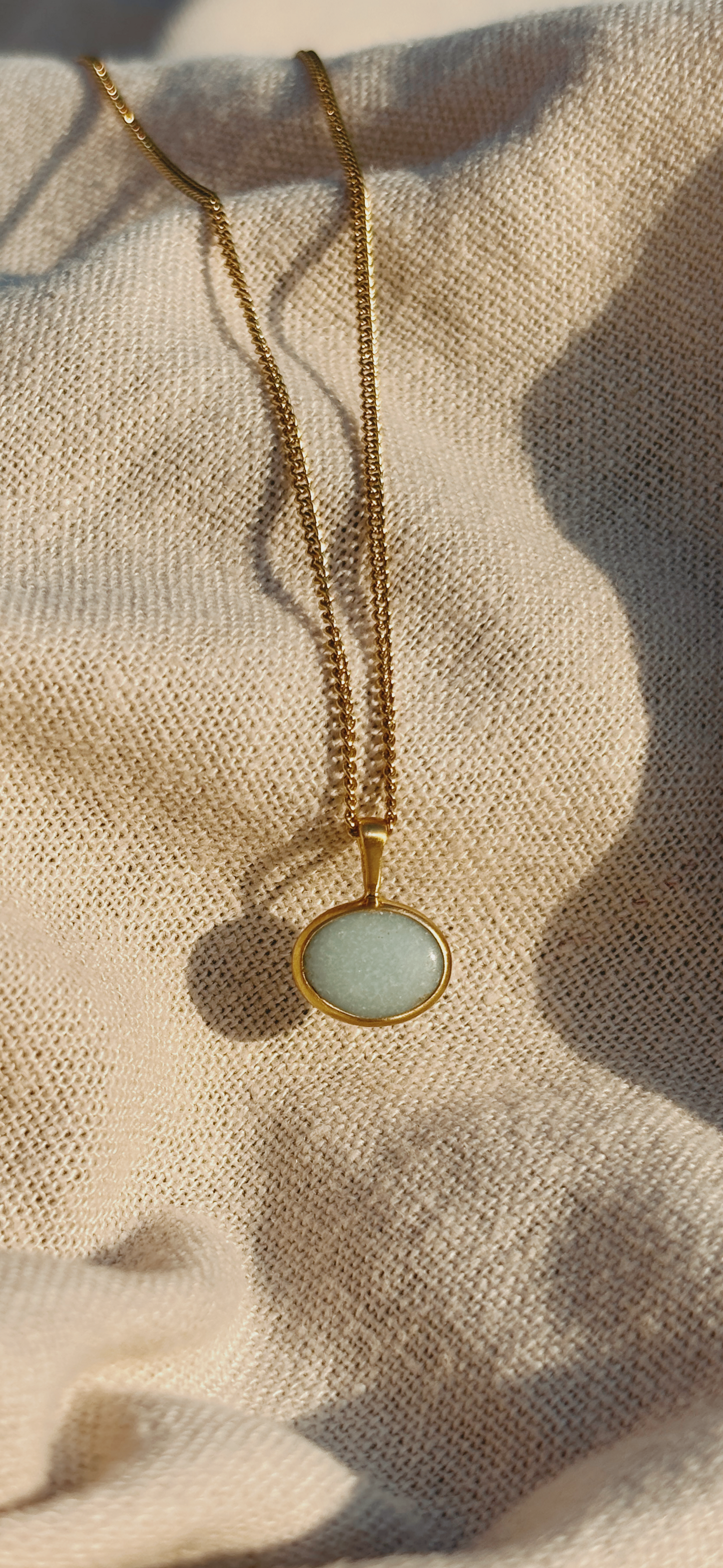 HANA AMAZONIT OVAL 10mm Halskette | Necklace Gold