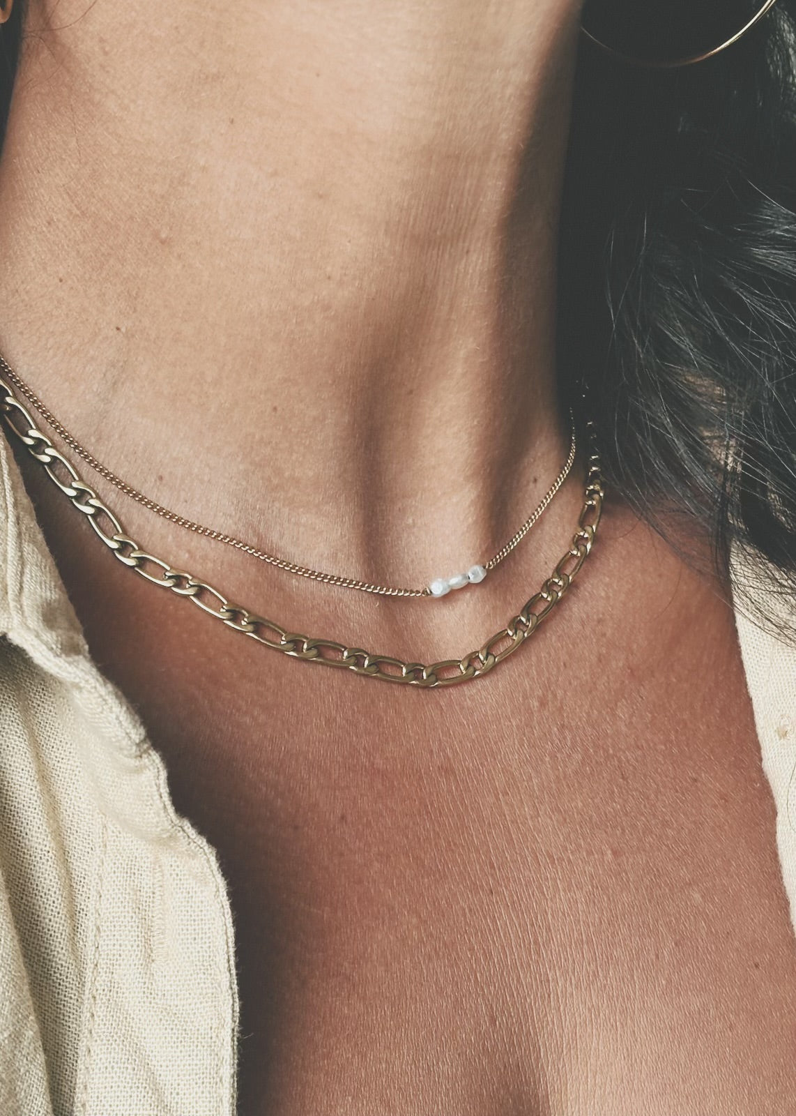 FABIYA FIGARO Stainless Steel 45/50cm Halskette | Necklace Gold