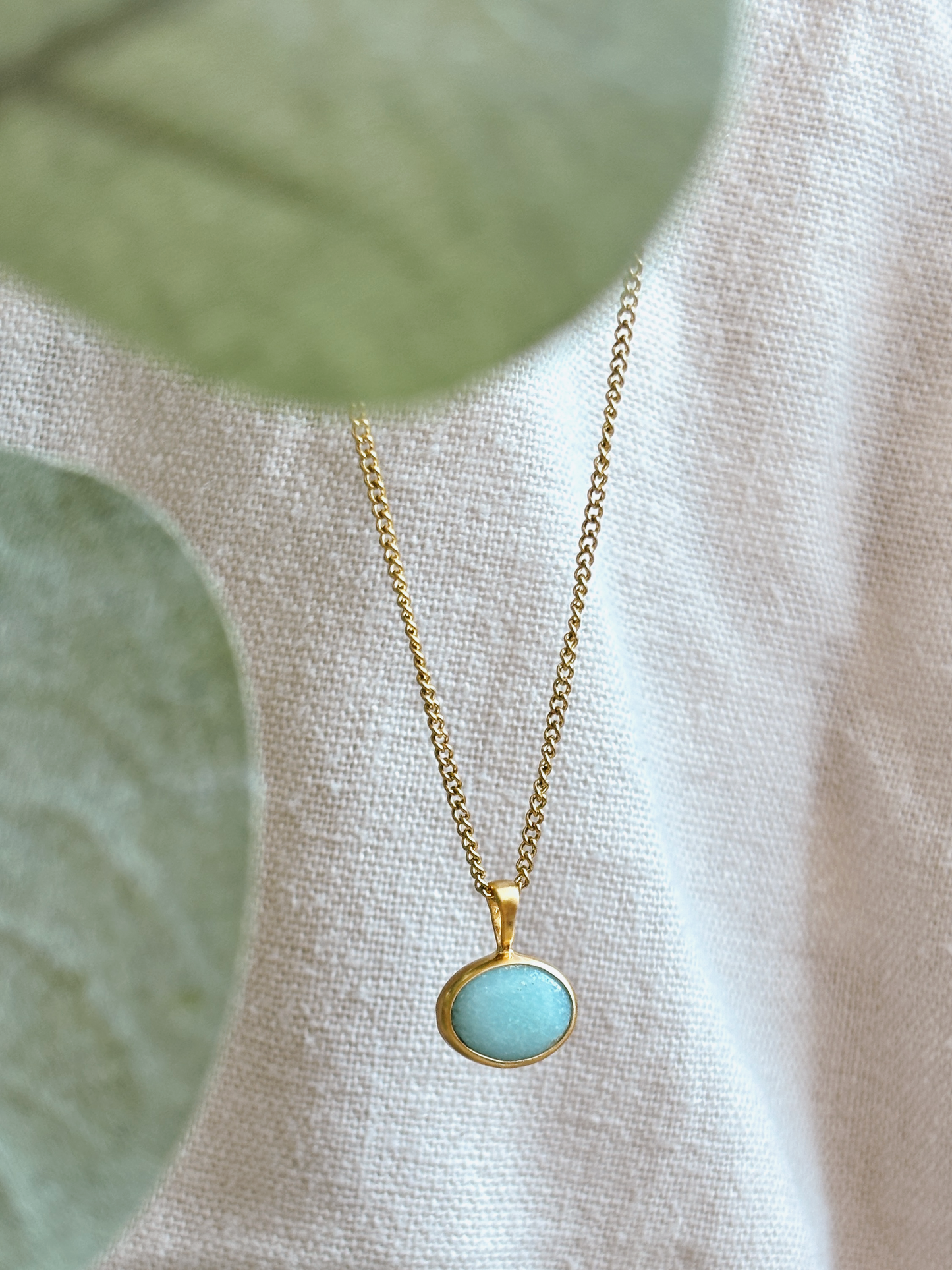 HANA AMAZONIT OVAL 10mm Halskette | Necklace Gold
