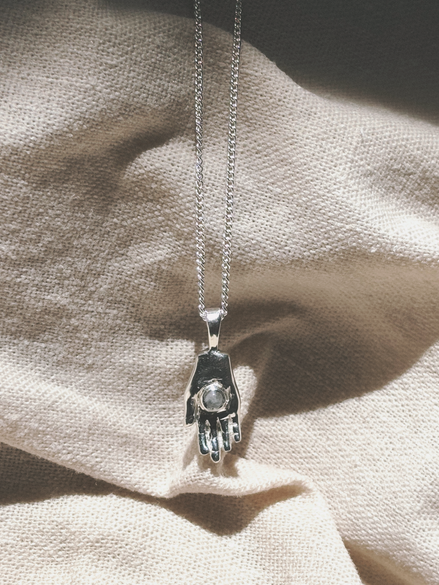 HAMSA HAND Mondstein Halskette | Necklace Silver