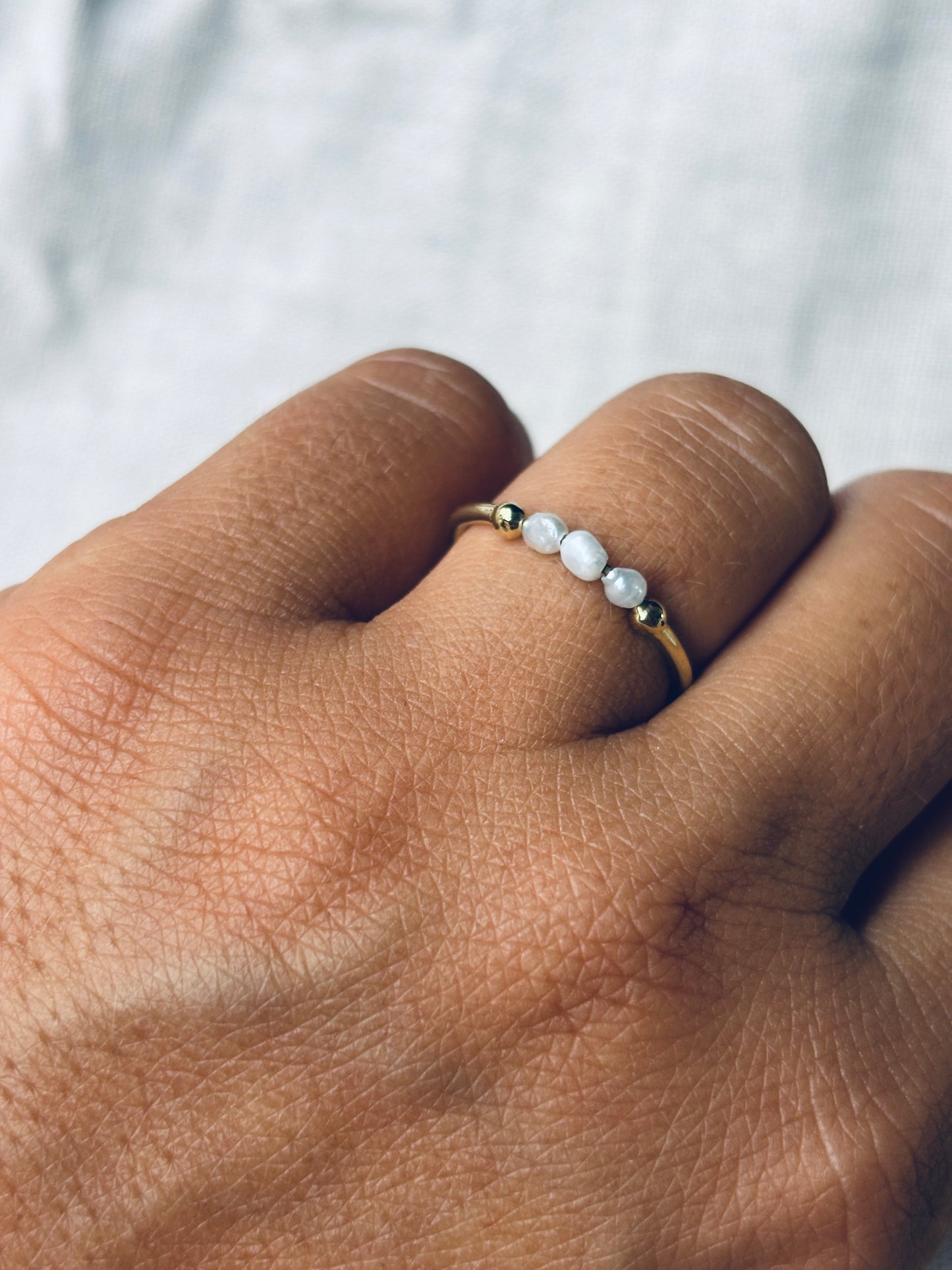 ALINA shiny Perlmutt Ring Gold
