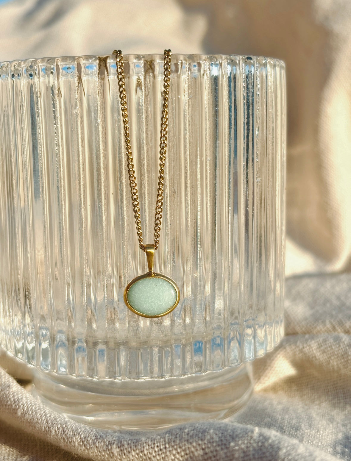 HANA AMAZONIT OVAL 10mm Halskette | Necklace Gold