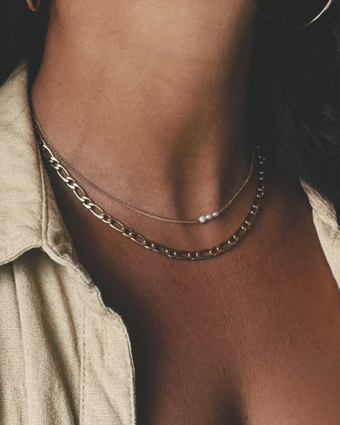 FABIYA FIGARO Stainless Steel 45/50cm Halskette | Necklace Gold