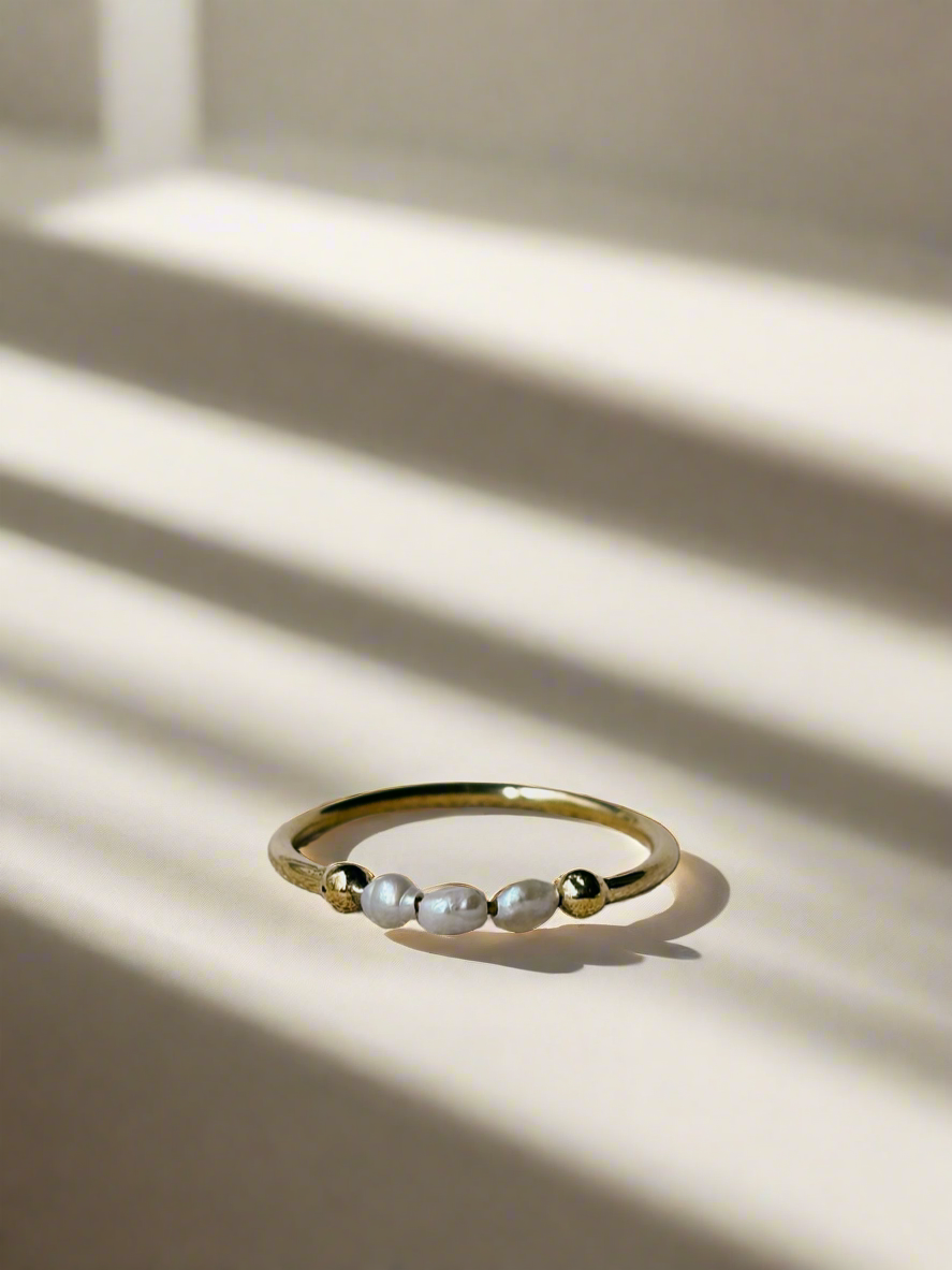 ALINA shiny Perlmutt Ring Gold