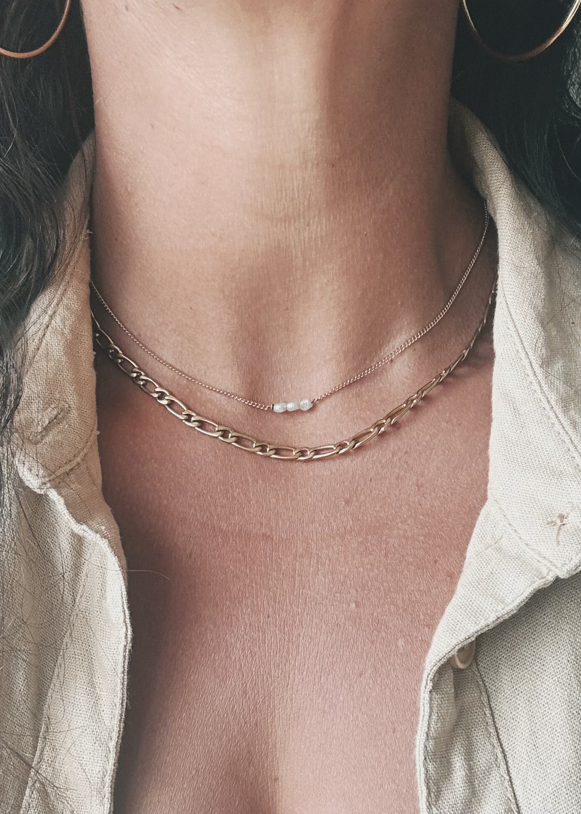 FABIYA FIGARO Stainless Steel 45/50cm Halskette | Necklace Gold