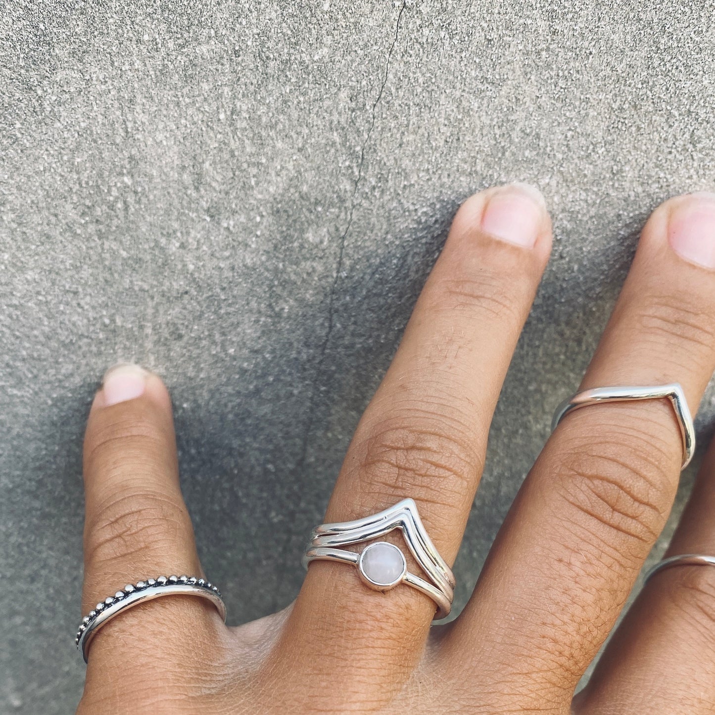 DEWI ROSEQUARZ Ring Silver