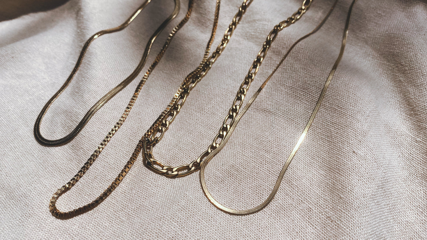 HERRINGBONE CHAIN 3mm Stainless Steel Halskette | Necklace Gold