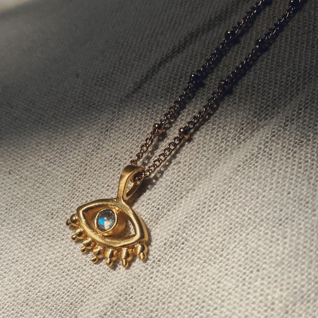 Protection EYE Mondstein Halskette | Necklace Gold