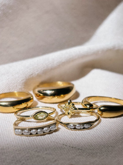 ALINA shiny 7 Perlen eingefasst Ring Gold