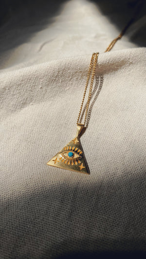 TRI PROTECTION EYE Turquoise Halskette | Necklace Gold