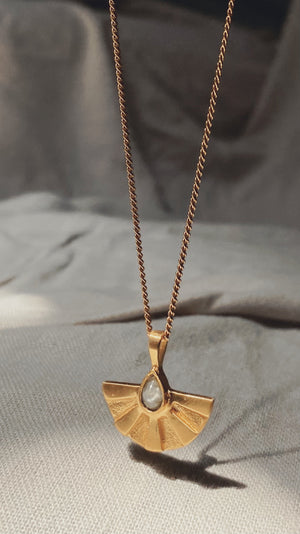 AURA big Halskette Moonstone | Necklace Gold