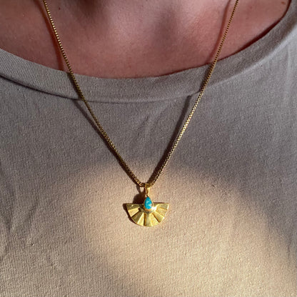 AURA small Turquoise Halskette  | Necklace Gold