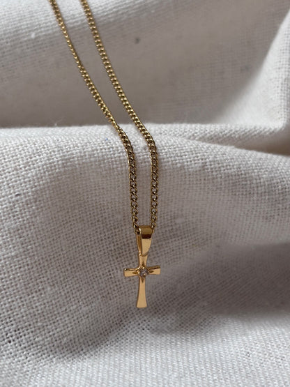 KREUZ Zircon Halskette | Necklace Gold