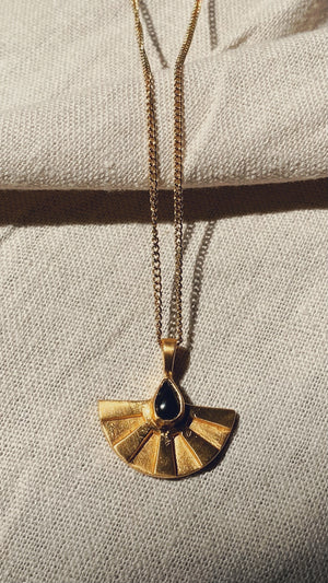 AURA big Halskette Black Onyx | Necklace Gold