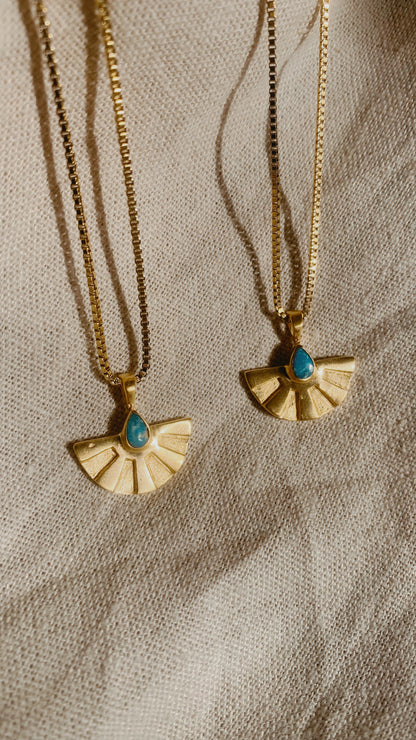 AURA small Turquoise Halskette  | Necklace Gold