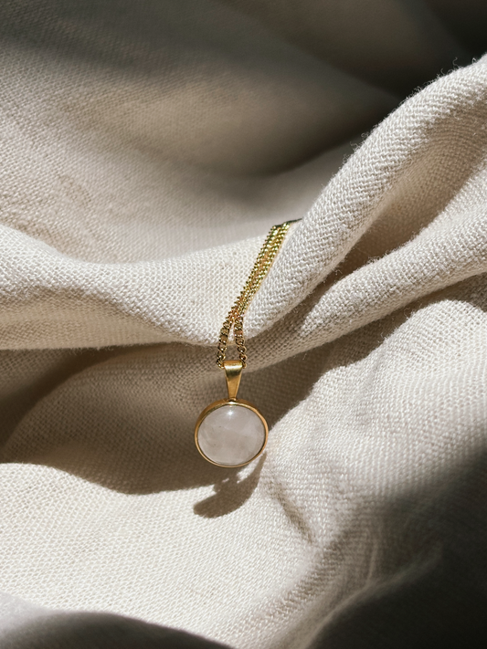 HANA Rosenquarz small Halskette | Necklace Gold