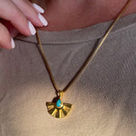 AURA small Turquoise Halskette  | Necklace Gold