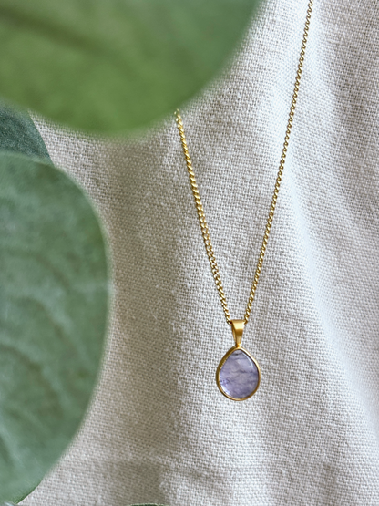 YUNA AMETHYST Drop 10mm Halskette | Necklace Gold