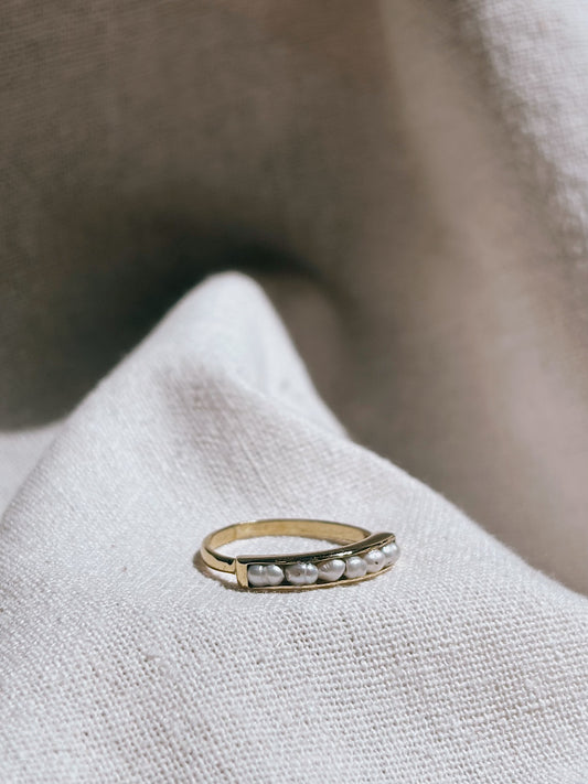 ALINA shiny 7 Perlen eingefasst Ring Gold