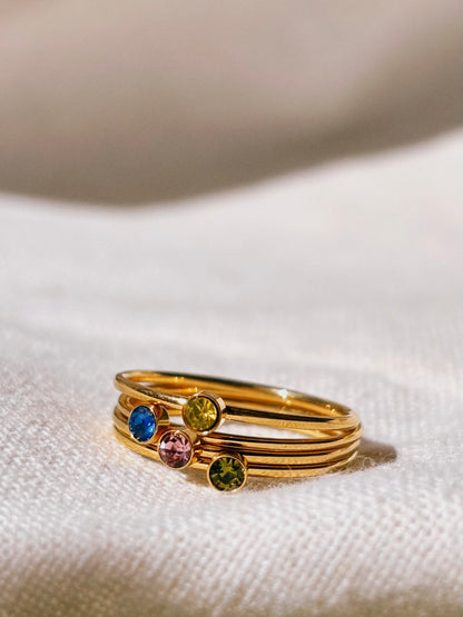 RENA Grüne Glasperle Ring Gold