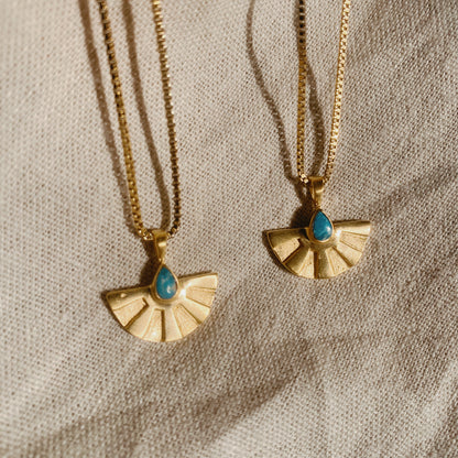 AURA small Turquoise Halskette  | Necklace Gold