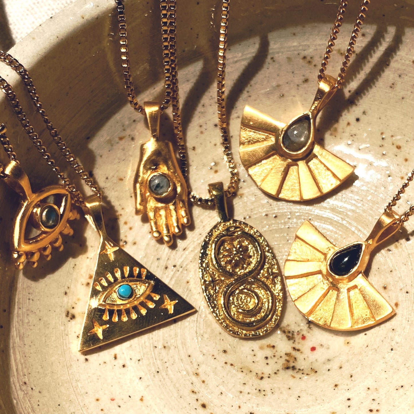 AURA big Halskette Moonstone | Necklace Gold