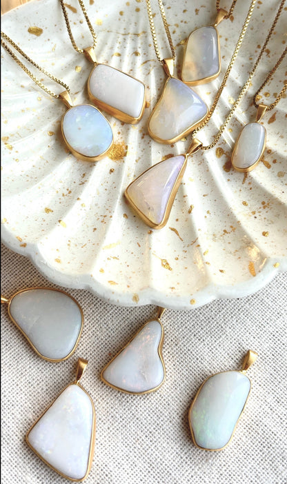 WINA weisser SOLID australischer Opal Halskette | Necklace Gold