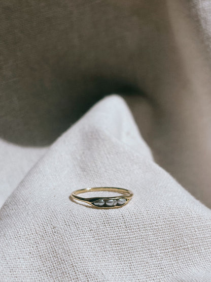 ALINA shiny 3 Perlen eingefasst Ring Gold
