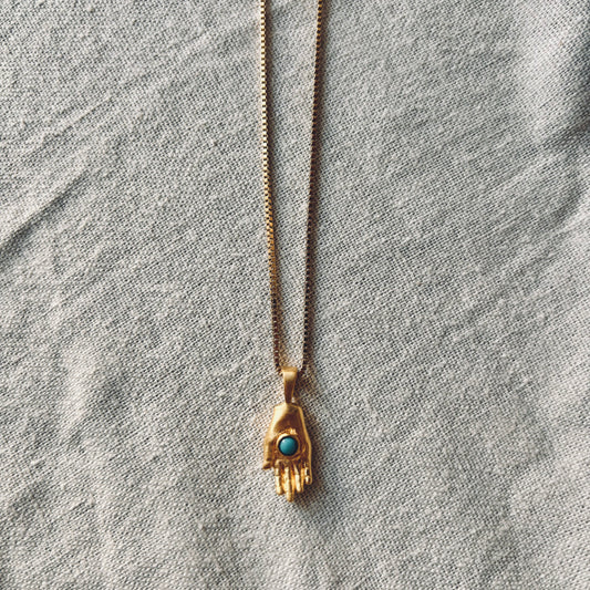 HAMSA Turquoise Halskette | Necklace Gold