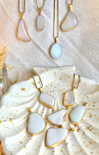 WINA weisser SOLID australischer Opal Halskette | Necklace Gold