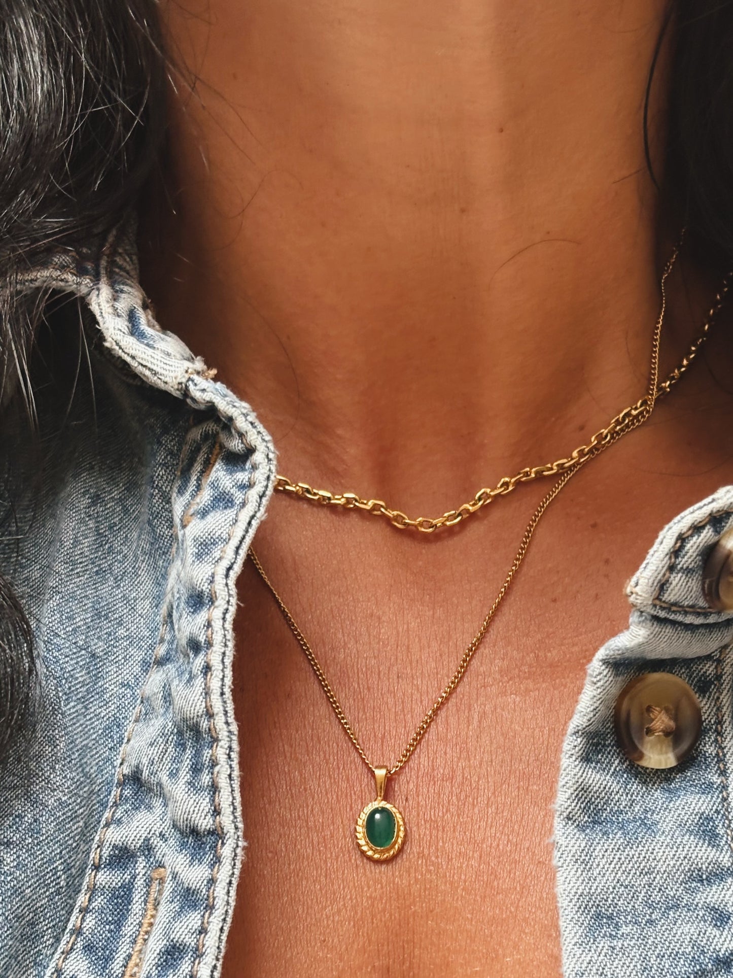 MILYA grüner Achat Halskette | Necklace Gold