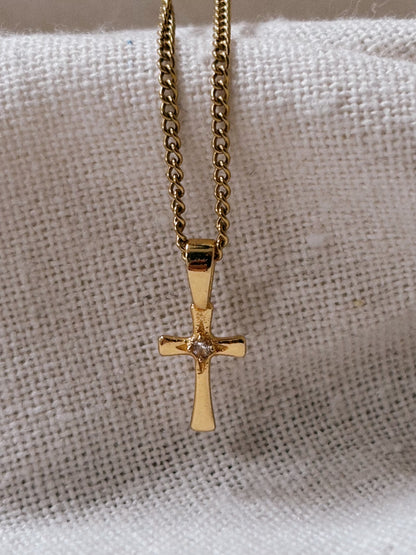 KREUZ Zircon Halskette | Necklace Gold