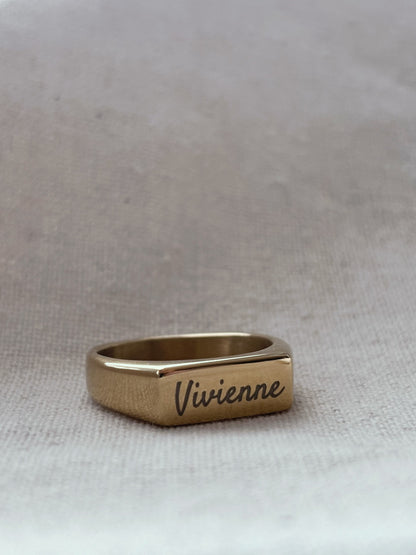 Persönliche Gravur | Engraving Ring Gold Rechteck