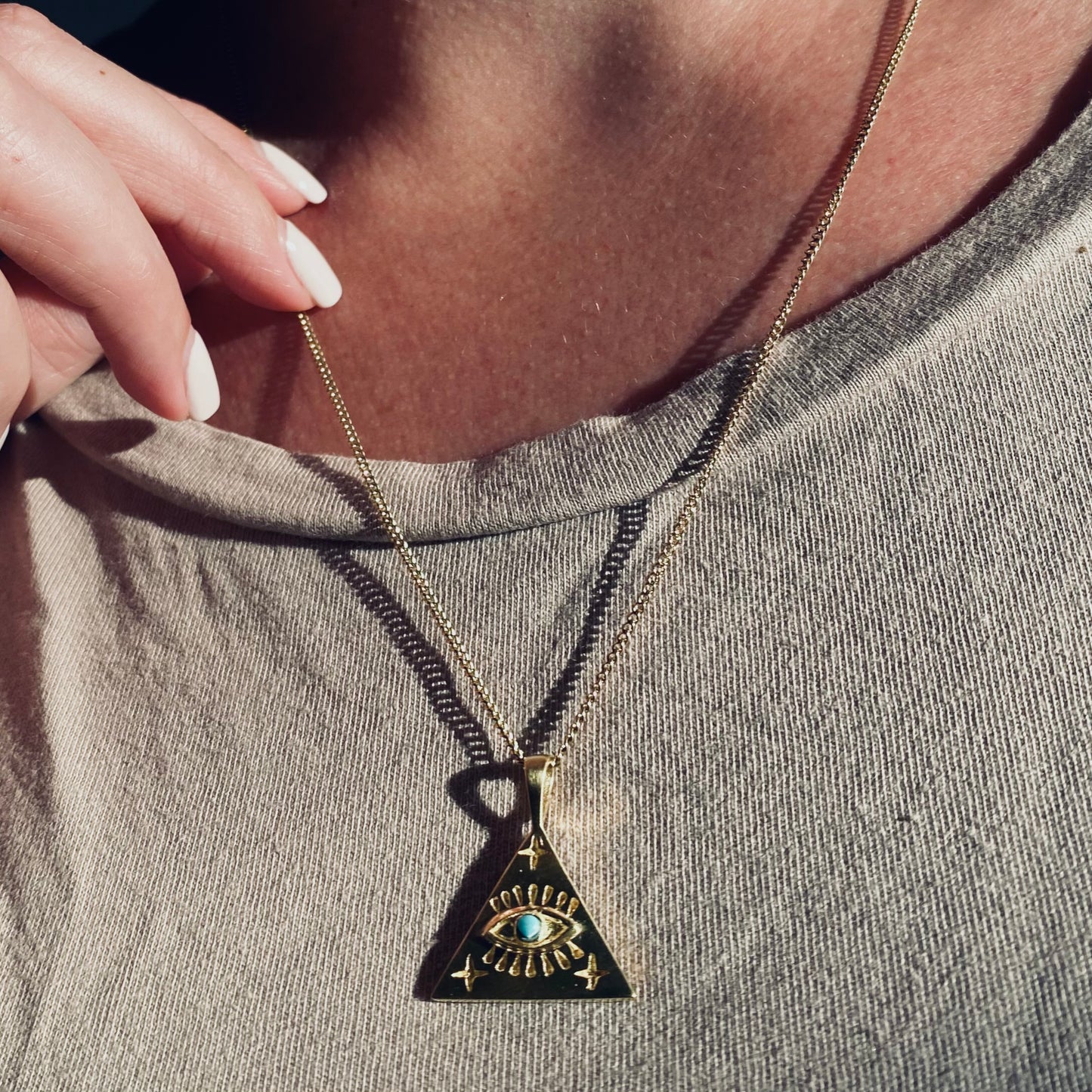 TRI PROTECTION EYE Turquoise Halskette | Necklace Gold