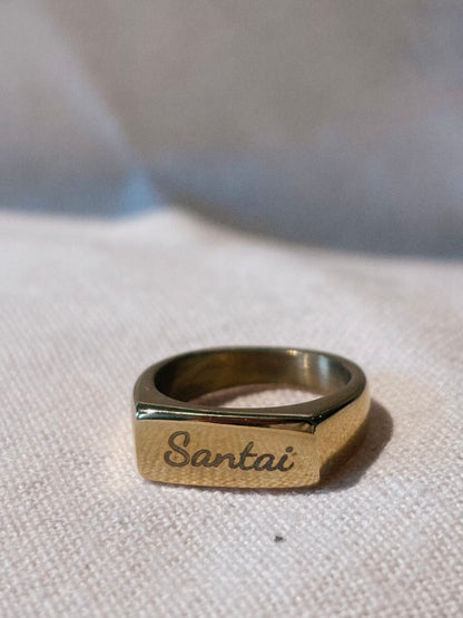 Persönliche Gravur | Engraving Ring Gold Rechteck