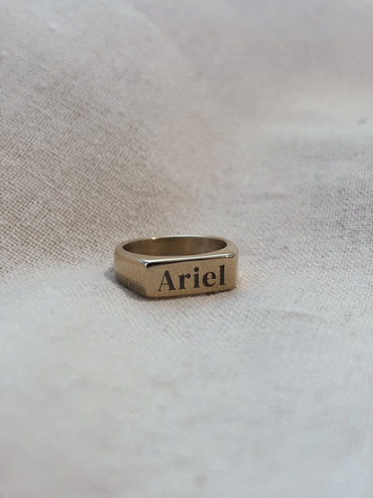 Persönliche Gravur | Engraving Ring Gold Rechteck