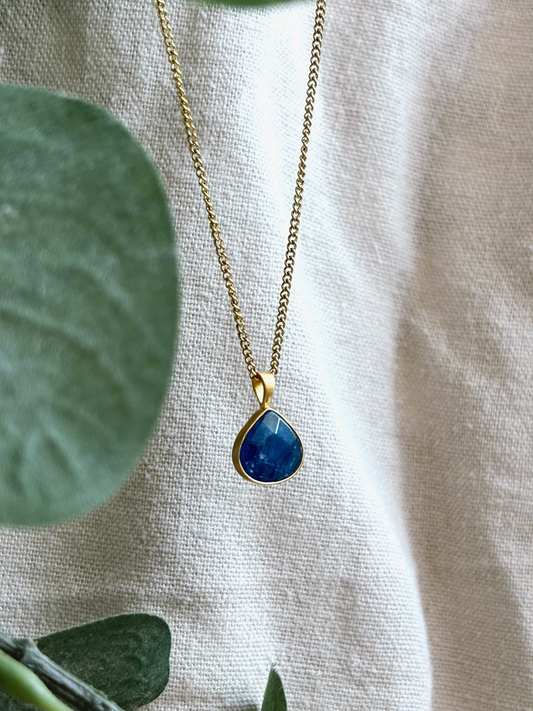 YUNA KYANIT Drop 10mm Halskette | Necklace Gold