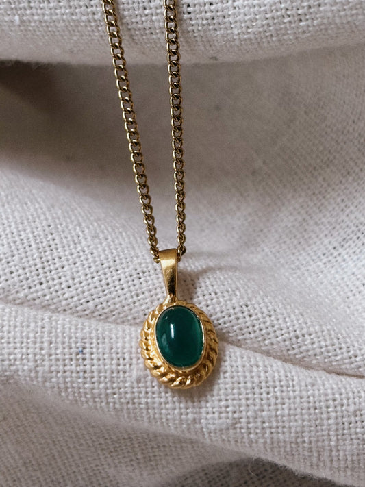 MILYA grüner Achat Halskette | Necklace Gold
