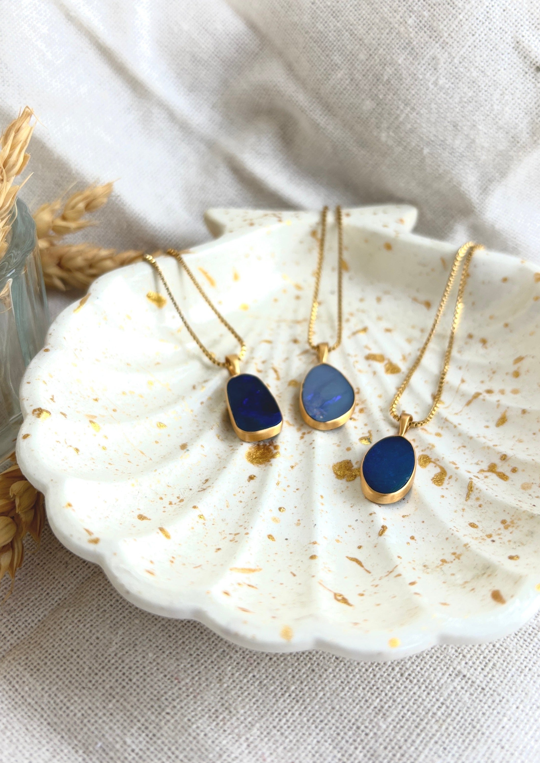 WINA big blauer australischer Opal Halskette | Necklace Gold