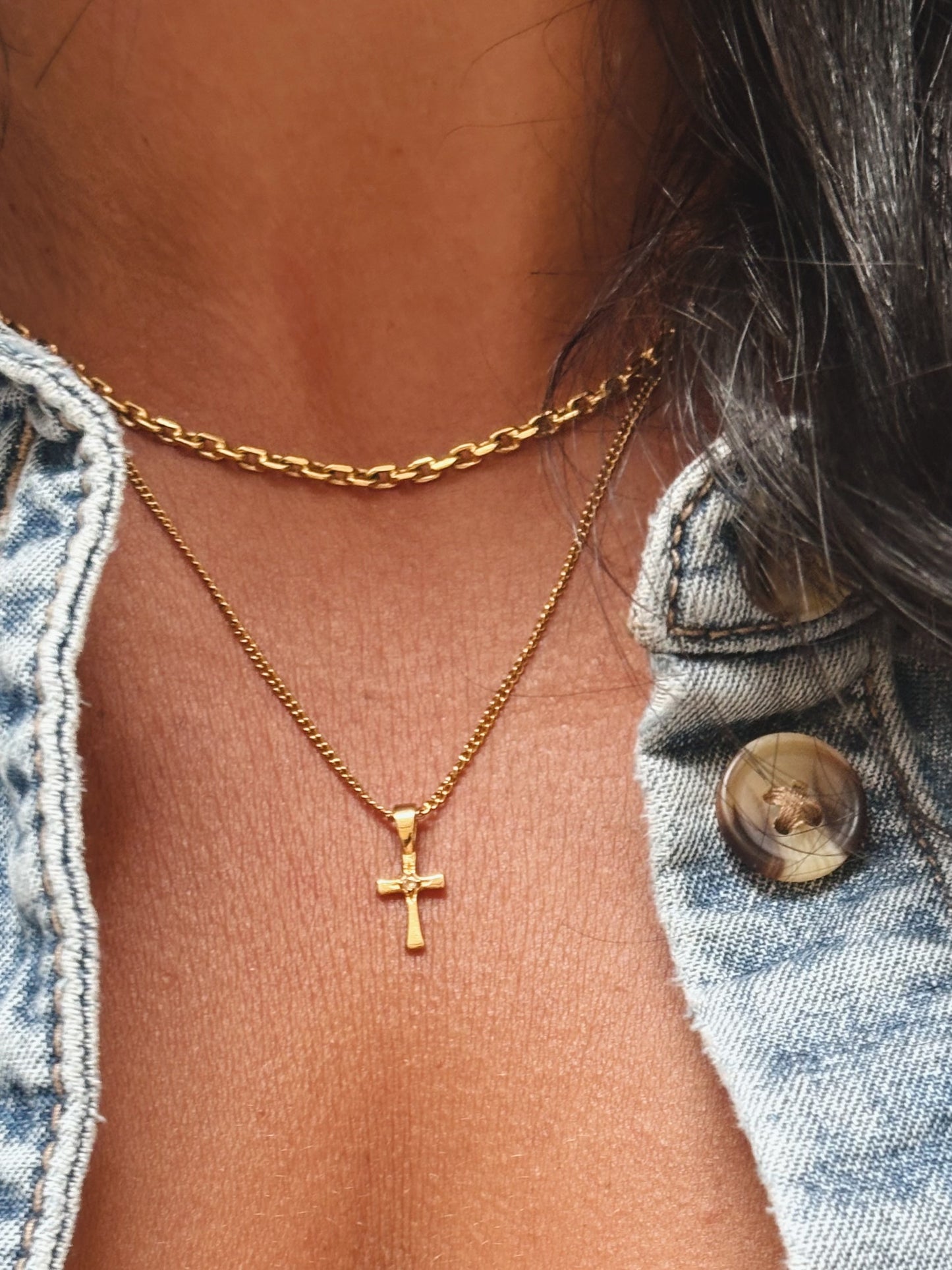 KREUZ Zircon Halskette | Necklace Gold