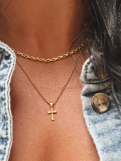 KREUZ Zircon Halskette | Necklace Gold