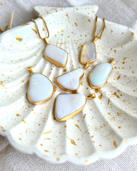 WINA weisser SOLID australischer Opal Halskette | Necklace Gold