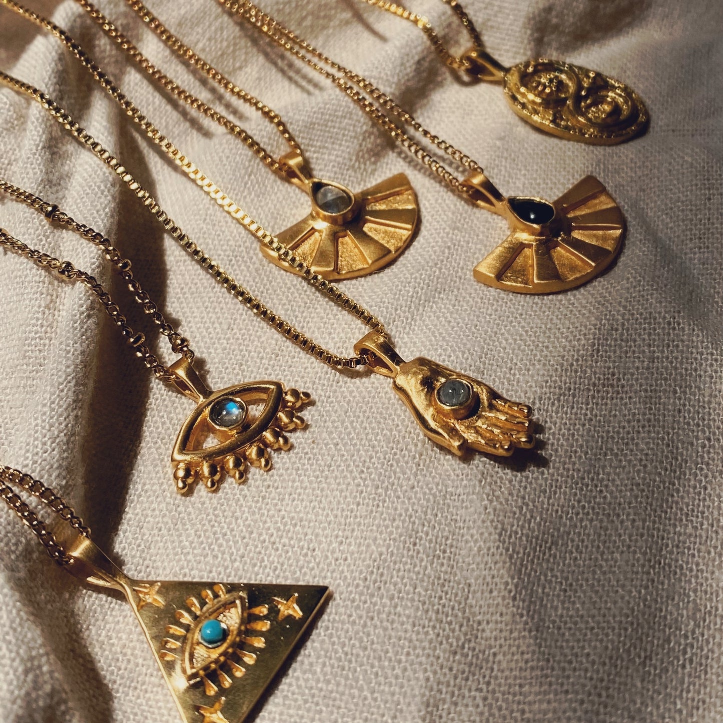 AURA big Halskette Moonstone | Necklace Gold