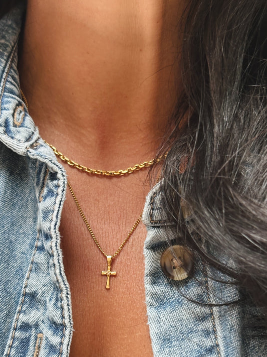 KREUZ Zircon Halskette | Necklace Gold