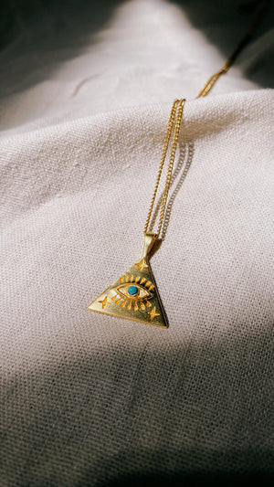 TRI PROTECTION EYE Turquoise Halskette | Necklace Gold