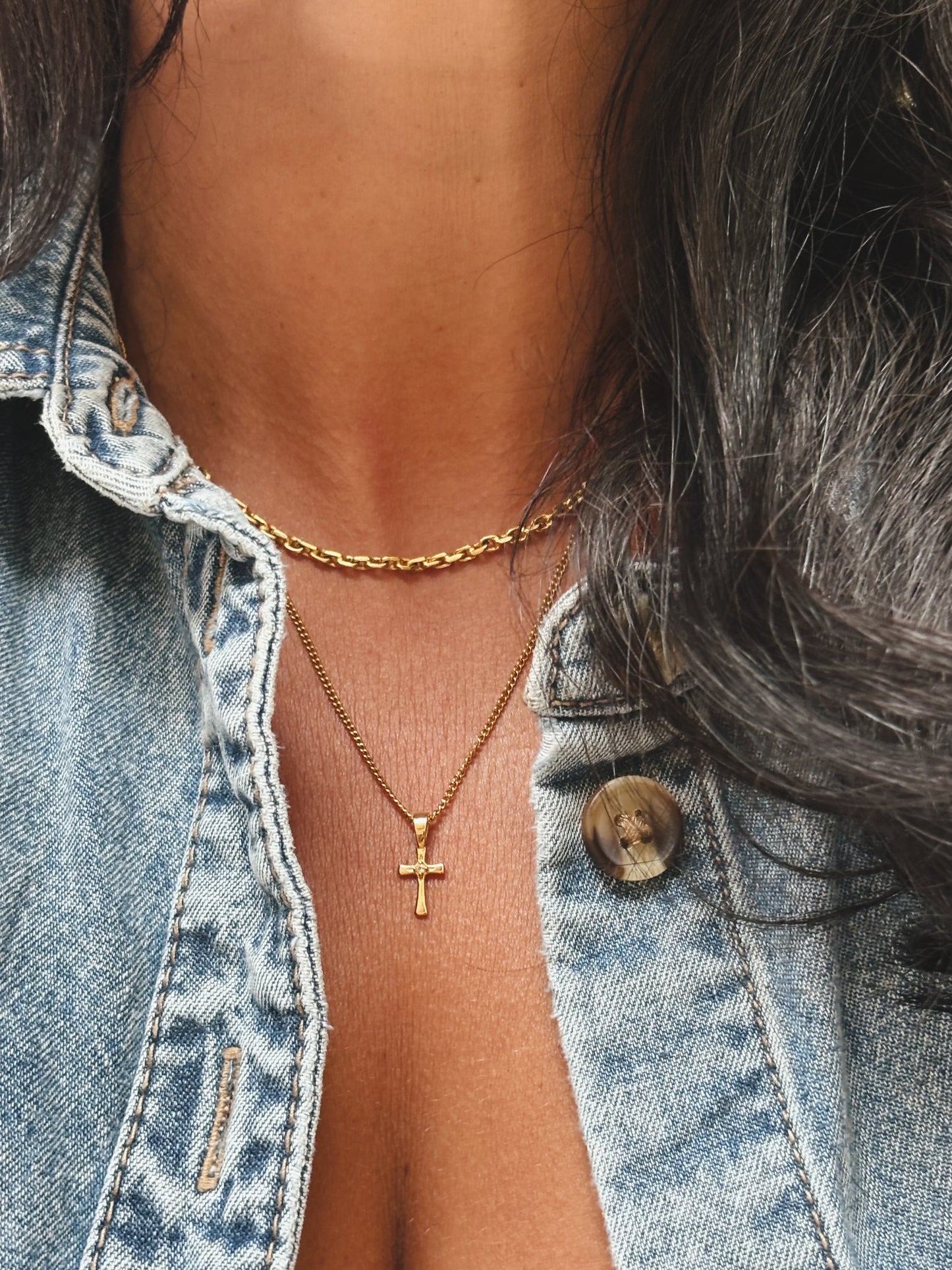 KREUZ Zircon Halskette | Necklace Gold