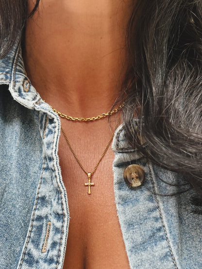 KREUZ Zircon Halskette | Necklace Gold